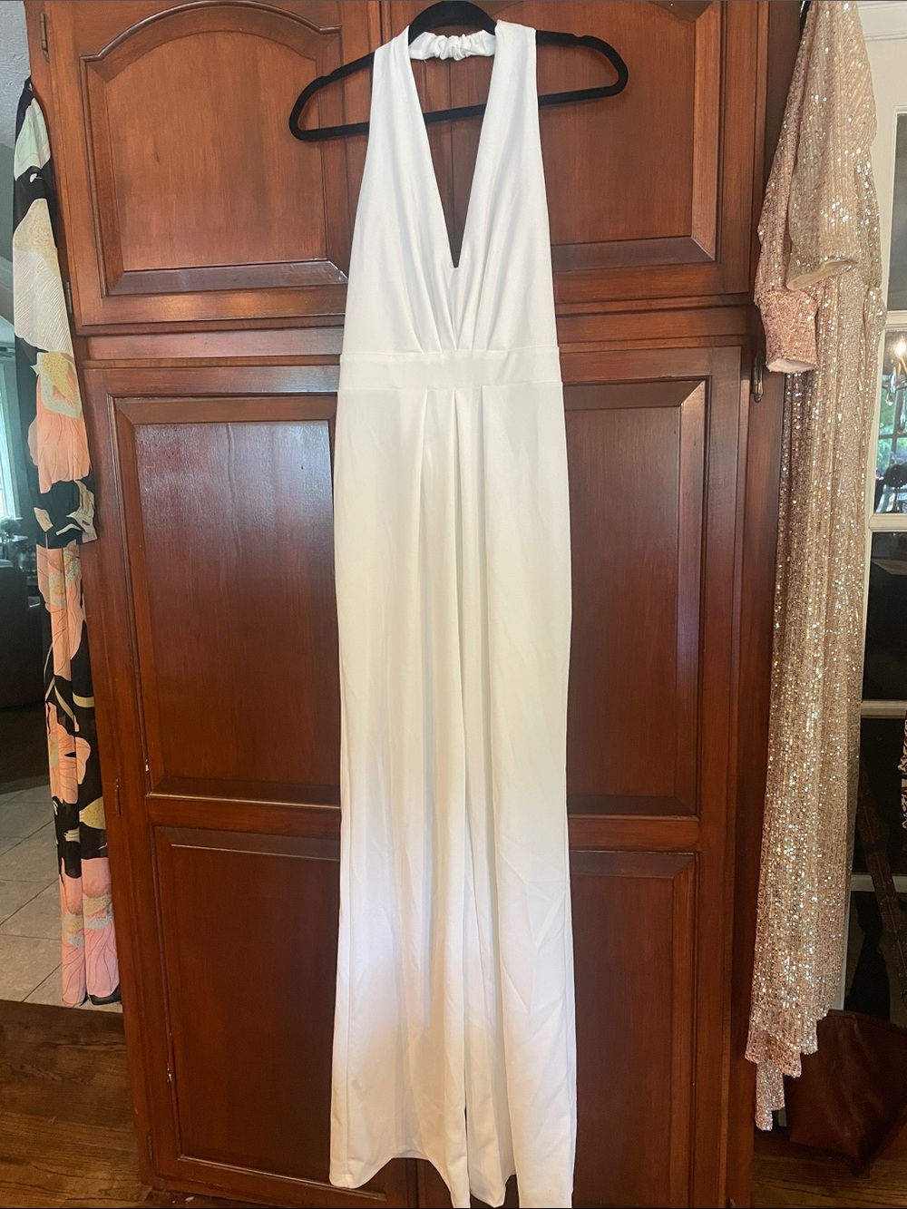 White Deep V-Neck Women’s Dress